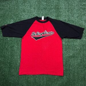 Vintage Y2K Rolling Stones Raglan T Shirt Men's Size M Red Black Short Sleeve